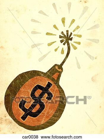 A lit bomb with dollar sign on it View Large Illustration Stock Illustration - A lit bomb with dollar sign on it. Fotosearch