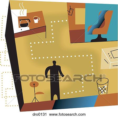 A man in office with depiction of the Path to Promotion View Large Illustration Clip Art - A man in office with depiction of the Path to Promotion. Fotosearch