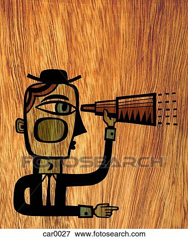 Stock Illustration - A man looking through a telescope. Fotosearch