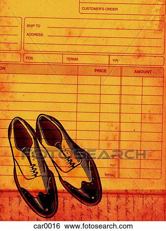 Stock Illustration - A pair of shoes on a customer order form. Fotosearch