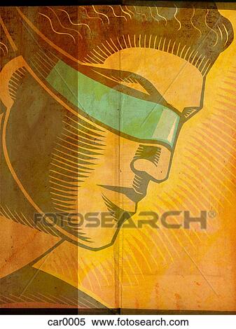 Stock Illustration - A person with a green blindfold. Fotosearch