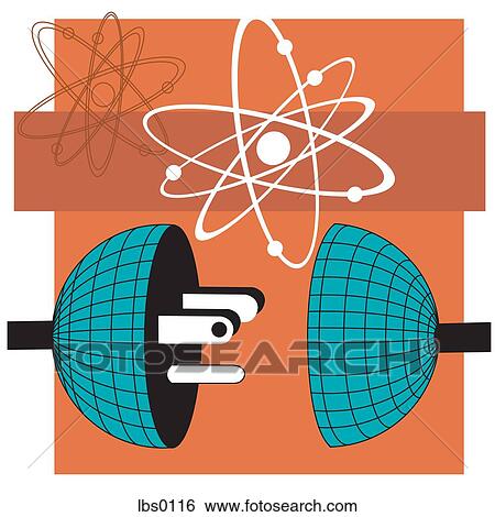 A plug forming a connection, with atom in the background View Large Illustration Stock Illustration - A plug forming a connection, with atom in the background. Fotosearch