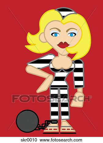 A prisoner wearing a ball and chain, on red background View Large Illustration Clipart - A prisoner wearing a ball and chain, on red background. Fotosearch