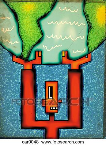 a red man holding up the earth View Large Illustration Stock Illustration - a red man holding up the earth. Fotosearch
