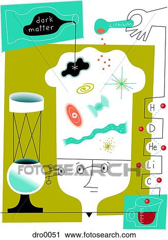Clip Art - A researching scientist and his chemical make up. Fotosearch