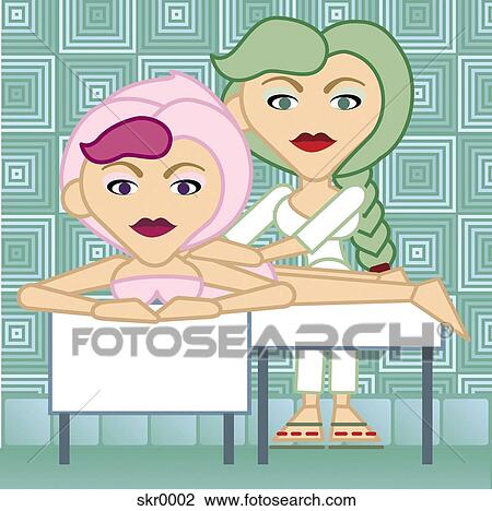 A woman getting a massage at a spa View Large Illustration Drawing - A woman getting a massage at a spa. Fotosearch