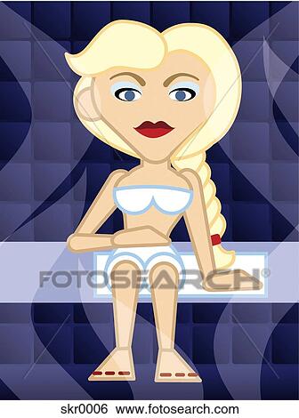 A woman relaxing in a steam room View Large Illustration Stock Illustration - A woman relaxing in a steam room. Fotosearch