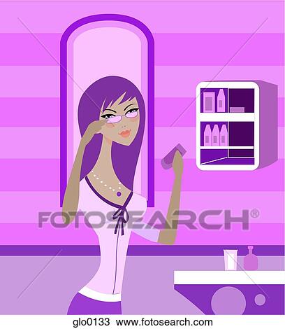 A woman using glasses to look into her medicine cabinet View Large Illustration Drawing - A woman using glasses to look into her medicine cabinet. Fotosearch