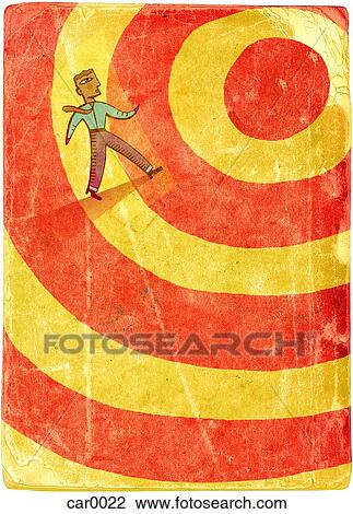 Drawing - Businessman walking towards the center of a target. Fotosearch