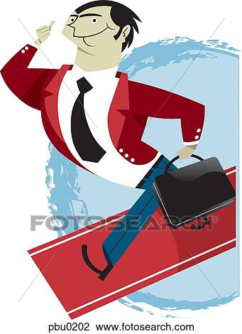 Businessman with briefcase walking on a red carpet View Large Illustration Drawing - Businessman with briefcase walking on a red carpet. Fotosearch