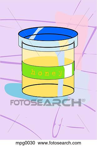 Clipart - Closeup of a honey jar. Fotosearch