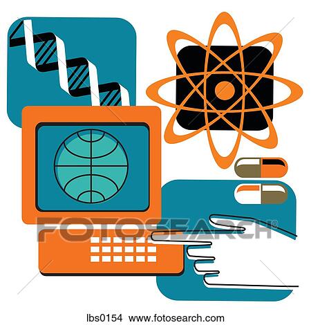 Stock Illustration - Collage depicting medical research computer and data. Fotosearch