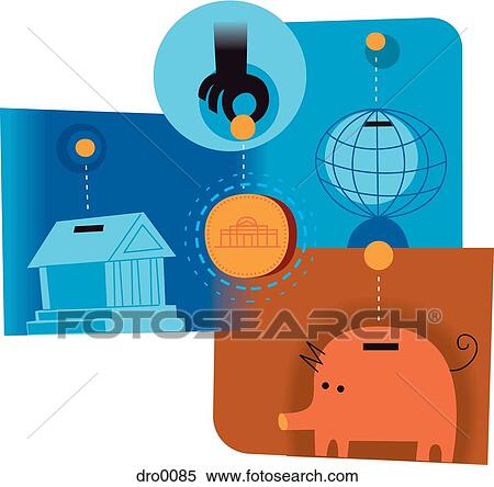 Stock Illustration - Collage depicting the diversification of funds. Fotosearch