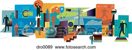 Collage depicting the various HR benefits View Large Illustration Stock Illustration - Collage depicting the various HR benefits. Fotosearch