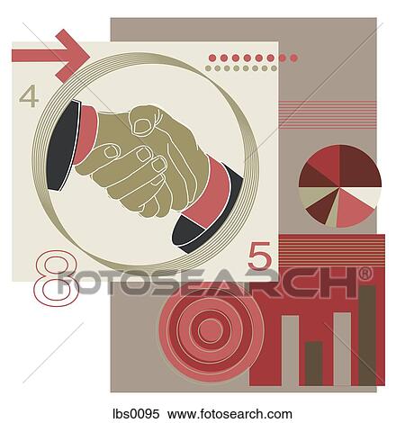 Collage of handshake, numbers and charts View Large Illustration Stock Illustration - Collage of handshake, numbers and charts. Fotosearch