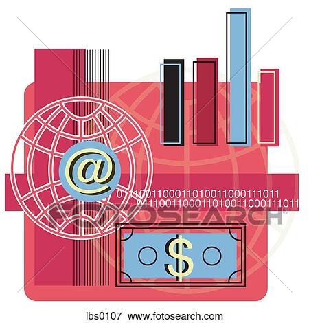 Collage of money, internet, binary code and bar graph View Large Illustration Stock Illustration - Collage of money, internet, binary code and bar graph. Fotosearch