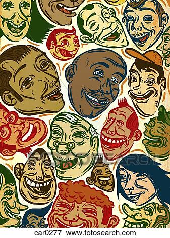 Crowd of people laughing and smiling View Large Illustration Stock Illustration - Crowd of people laughing and smiling. Fotosearch