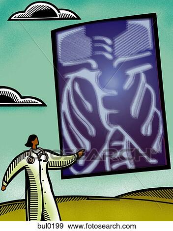 Doctor examining a large x-ray View Large Illustration Stock Illustration - Doctor examining a large x-ray. Fotosearch