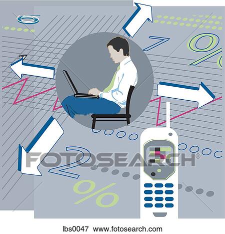 Illustration of a man sending email via his laptop View Large Illustration Stock Illustration - Illustration of a man sending email via his laptop. Fotosearch