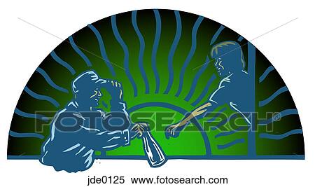 Stock Illustration - Milkman delivering milk at sunrise. Fotosearch