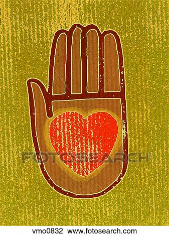 Drawing - Palm of a hand with a heart in it. Fotosearch