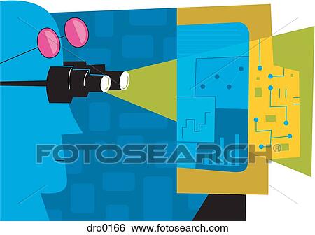 Profile of a man with x-ray glasses looking at information in a computer View Large Illustration Stock Illustration - Profile of a man with x-ray glasses looking at information in a computer. Fotosearch