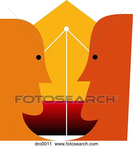 Clip Art - Profiles of two men looking at one another. Fotosearch
