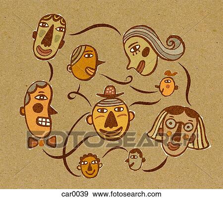 Stock Illustration - Several human heads engaged in conversation. Fotosearch