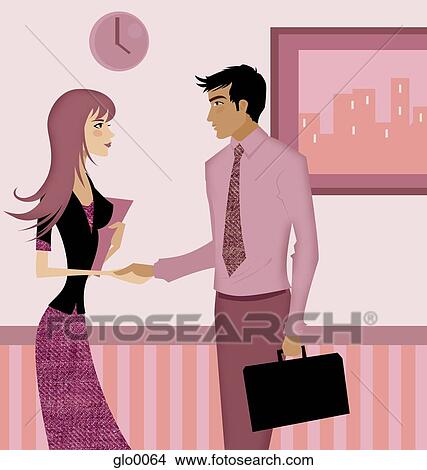 Side view of a businessman and businesswoman shaking hands View Large Illustration Stock Illustration - Side view of a businessman and businesswoman shaking hands. Fotosearch
