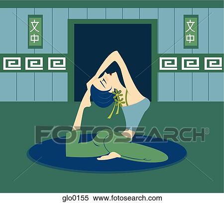 Side view of a woman doing a yoga pose, full-length View Large Illustration Stock Illustration - Side view of a woman doing a yoga pose, full-length. Fotosearch