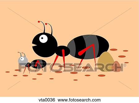 Side view of mother and child ants View Large Illustration Stock Illustration - Side view of mother and child ants. Fotosearch