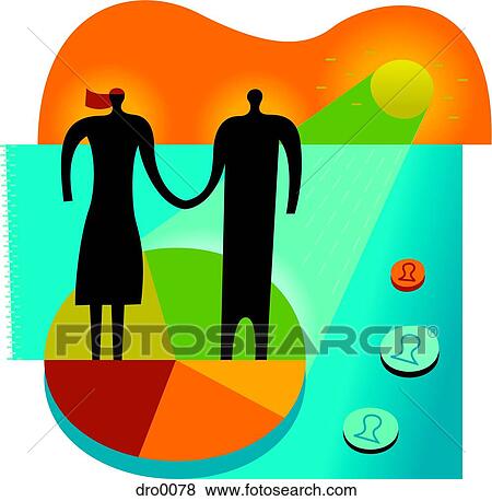 Silhouette of a couple holding hands under the sun, illustrating retirement View Large Illustration Stock Illustration - Silhouette of a couple holding hands under the sun, illustrating retirement. Fotosearch