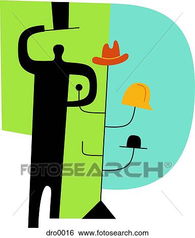 Stock Illustration - Silhouette of a man with many hats. Fotosearch