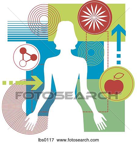 Stock Illustration - Silhouette of a woman against a colorful background. Fotosearch