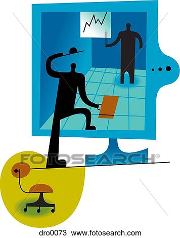 Silhouette of two men in a computer screen illustrating a step into online results View Large Illustration Drawing - Silhouette of two men in a computer screen illustrating a step into online results. Fotosearch