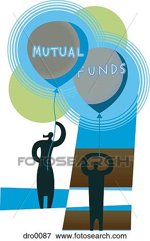 Silhouetted man and woman holding balloons with the words Mutual Funds View Large Illustration Stock Illustration - Silhouetted man and woman holding balloons with the words Mutual Funds. Fotosearch
