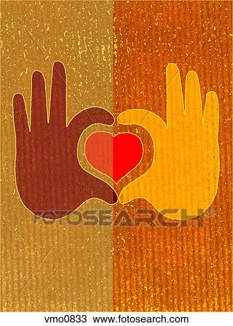 Drawing - Two hands surrounding a heart. Fotosearch