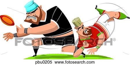 Stock Illustration - Two men playing rugby. Fotosearch