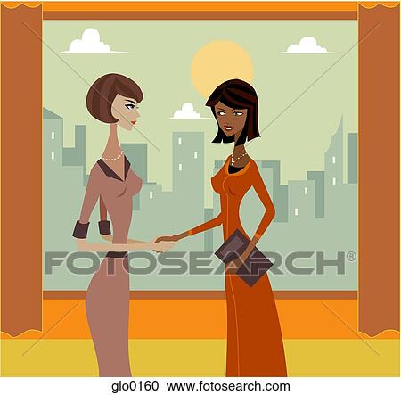 Two women shaking hands Clipart | glo0160 | Fotosearch