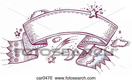 A banner in the night sky surrounded with stars and the moon View Large Illustration Clipart - A banner in the night sky surrounded with stars and the moon. Fotosearch
