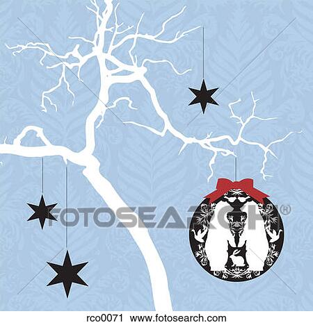 A bough with stars and Christmas ornament hanging off it View Large Illustration Clip Art - A bough with stars and Christmas ornament hanging off it. Fotosearch
