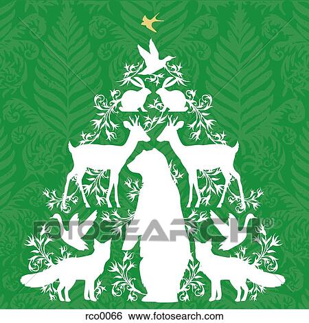 A Christmas tree made up of silhouettes of animals View Large Illustration Stock Illustration - A Christmas tree made up of silhouettes of animals. Fotosearch