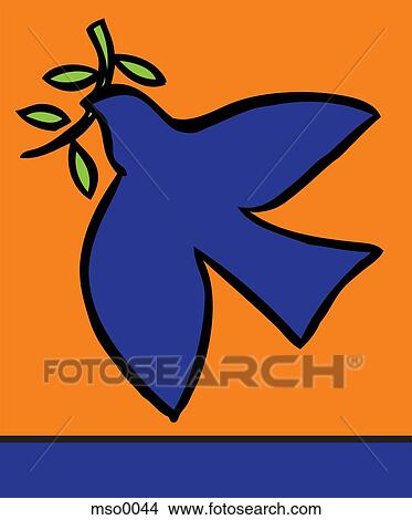 Stock Illustration - A dove with an olive branch in its mouth symbolizing peace. Fotosearch