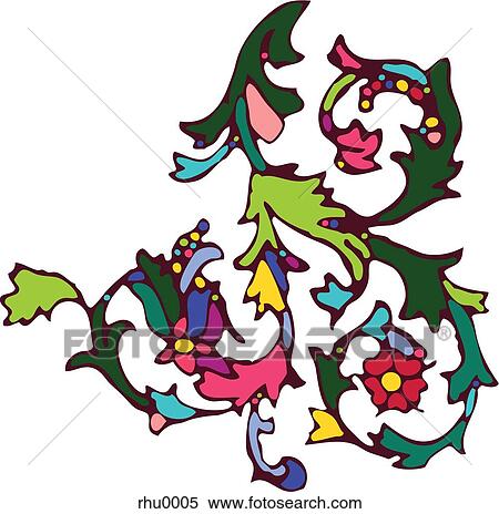Stock Illustration - A fancy floral decoration with flowers and leaves. Fotosearch