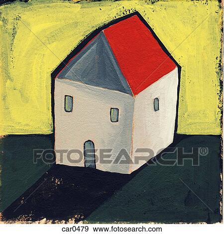 A house casting a shadow on the ground, against a yellow background View Large Illustration Stock Illustration - A house casting a shadow on the ground, against a yellow background. Fotosearch