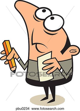 A man with a pencil and piece of paper View Large Illustration Stock Illustration - A man with a pencil and piece of paper. Fotosearch