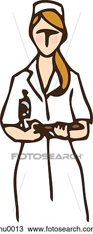 A nurse holding a clipboard and pen View Large Illustration Drawing - A nurse holding a clipboard and pen. Fotosearch