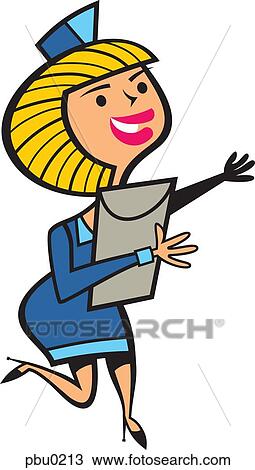 Drawing - A nurse holding a clipboard and running. Fotosearch