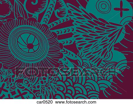 Clipart - A purple and turquoise floral pattern background. Fotosearch