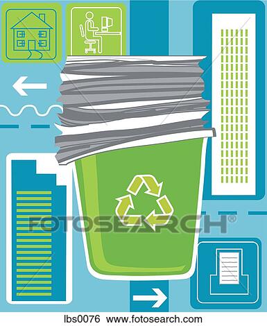 A recycle bin filled with paper View Large Illustration Stock Illustration - A recycle bin filled with paper. Fotosearch